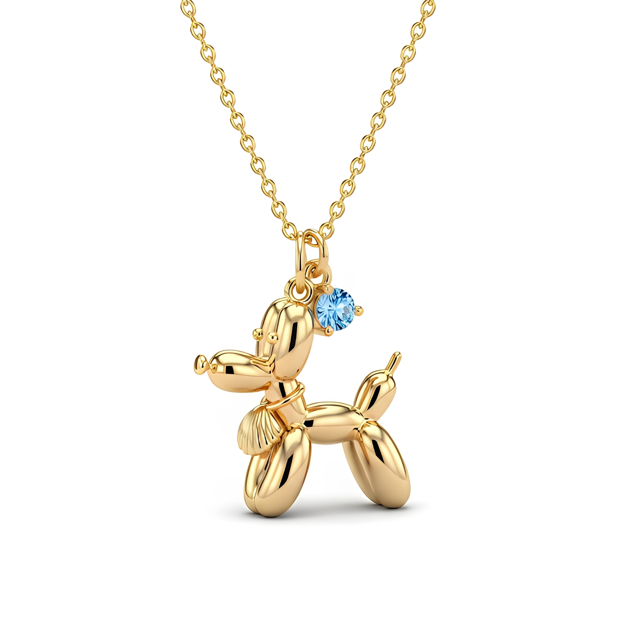 Personalized 3D Cute Women Stainless Steel Charm Custom Gift Balloon Dog Pendant Necklace